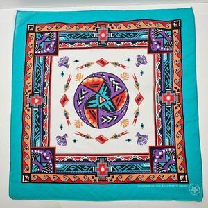 Vtg Wamcraft Southwest Tribal Aztec Native American‎ Bandanna USA Made RN14193